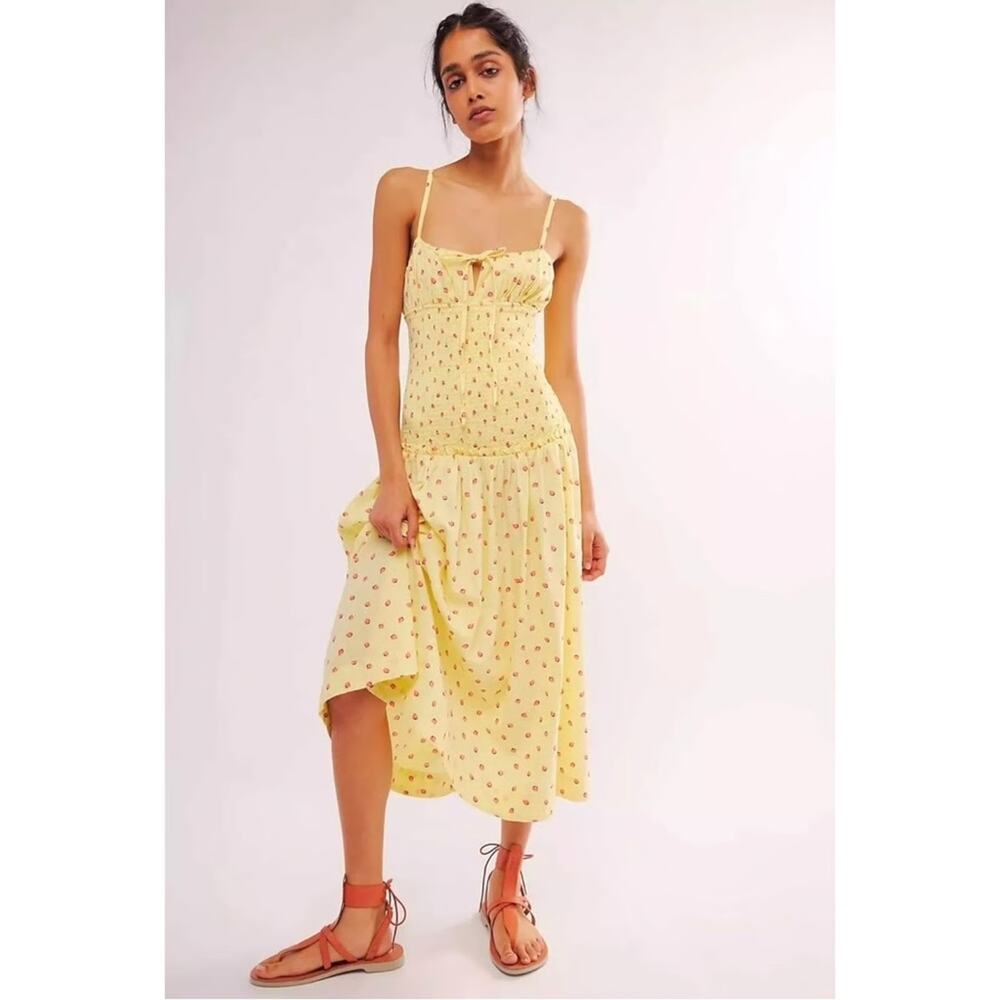 NEW Free People Strawberry Lemon Midi Picnic Dress Size Large